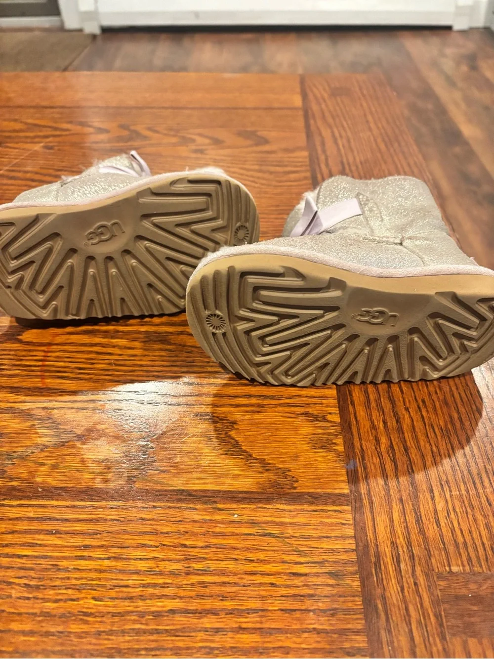 Uggs Toddler Beige Faux-Fur Pom Booties - Kids Accessories